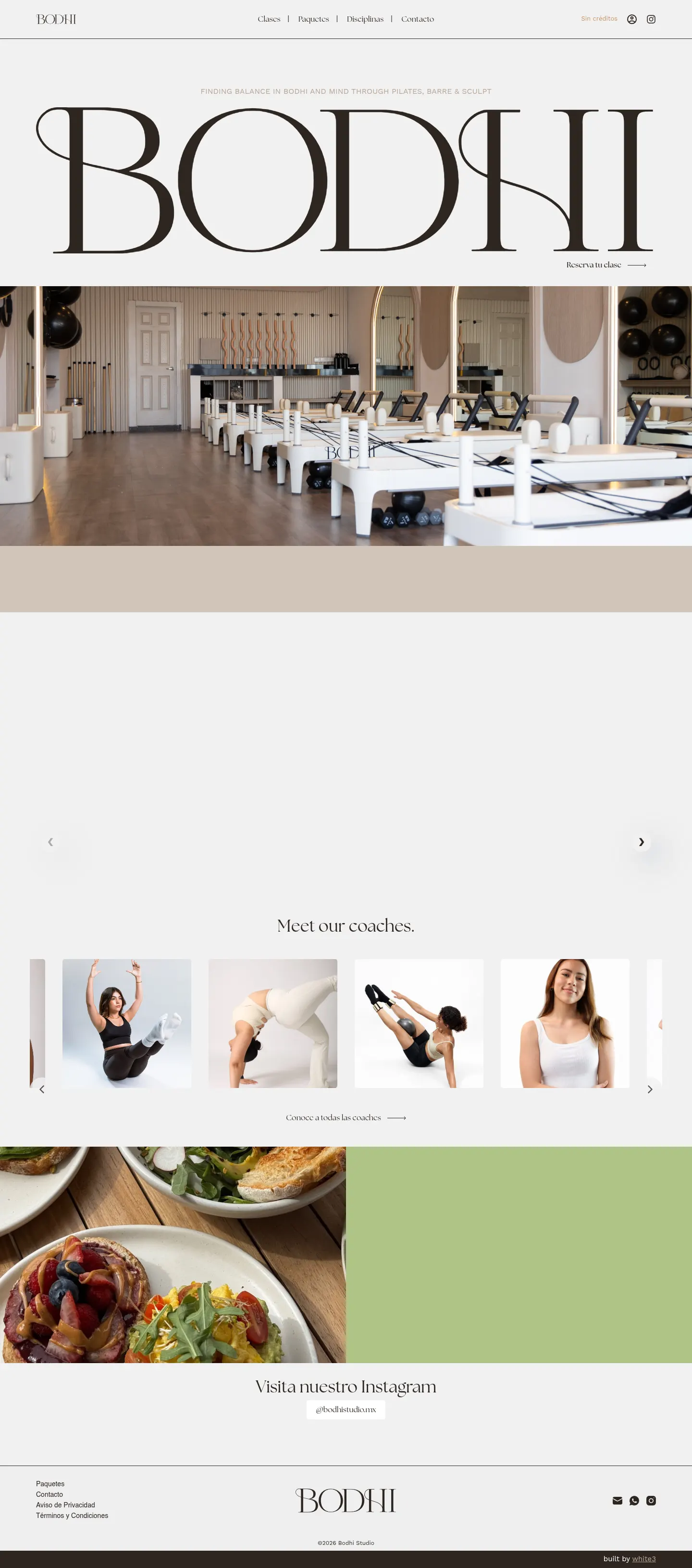 Bodhi website, full page