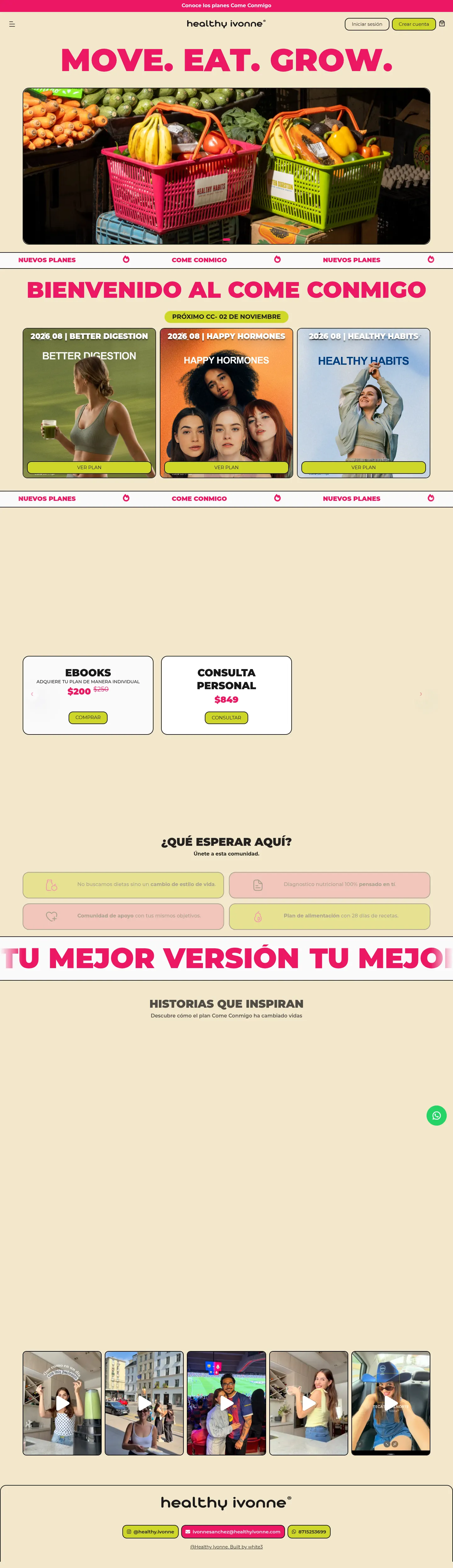 Healthy Ivonne website, full page