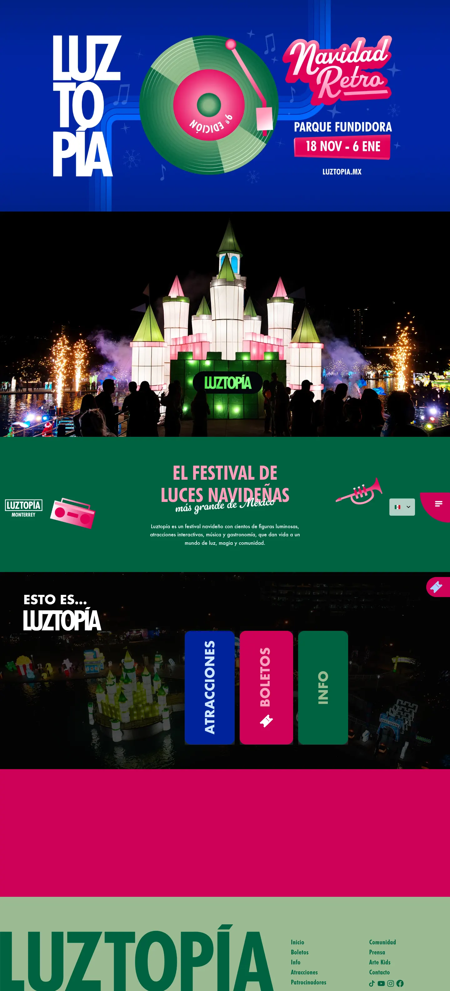 Luztopia 2026 website, full page
