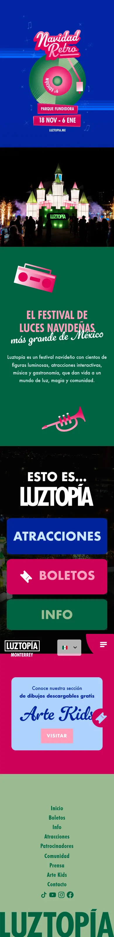 Luztopia 2026 on mobile, full page