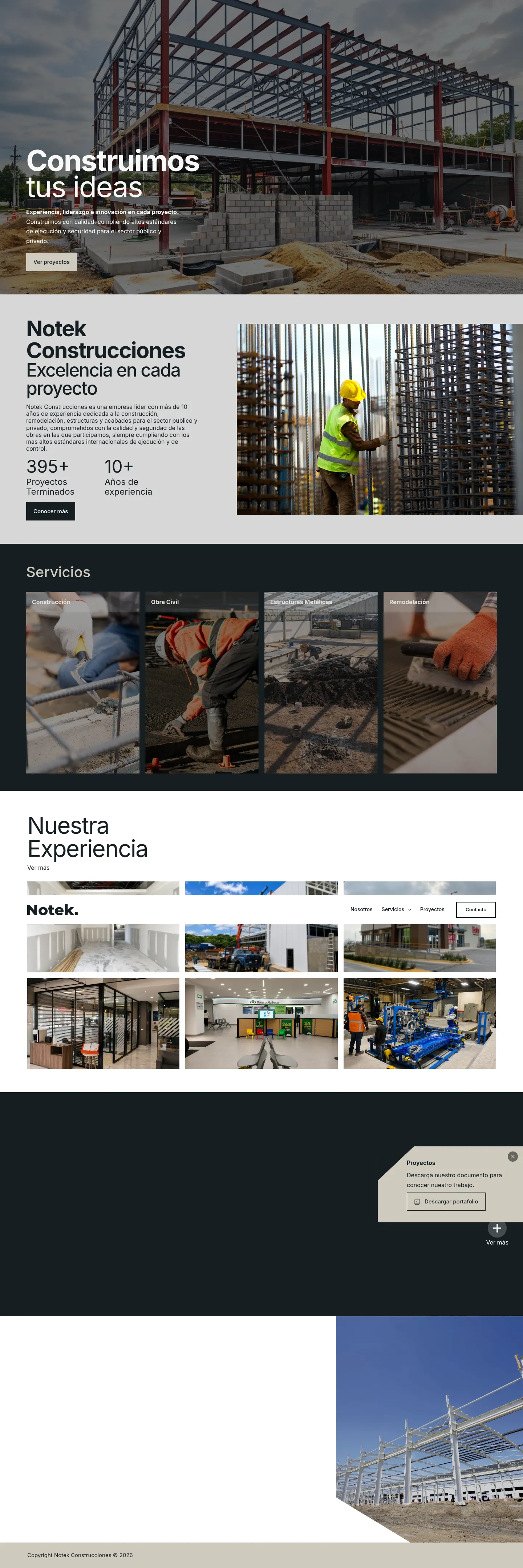 Notek website, full page