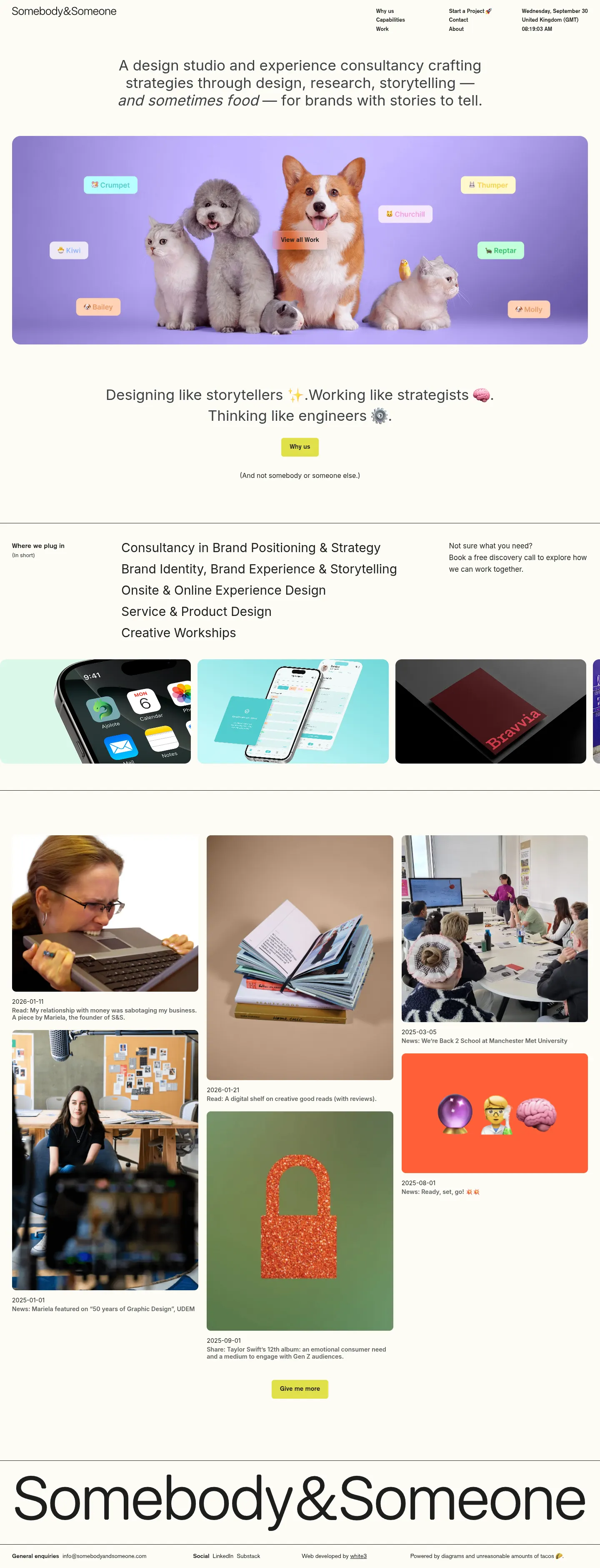 Somebody & Someone website, full page