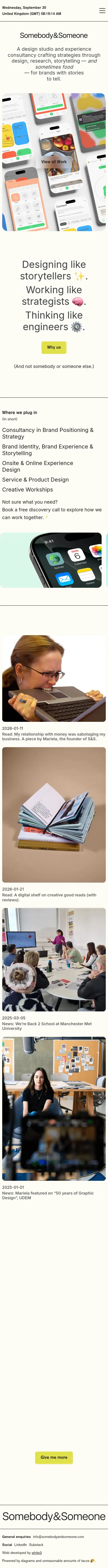 Somebody & Someone on mobile, full page